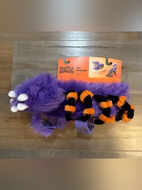 Boots & Barkley Purple Fuzzy Pet Outfit with Orange & Black Tail Accents